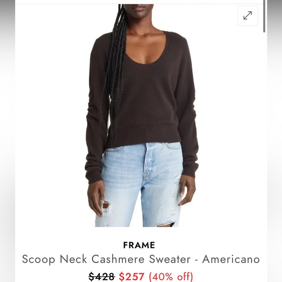 Frame Denim Scoop Neck Cashmere Sweater - Americano - Picture 1 of 2